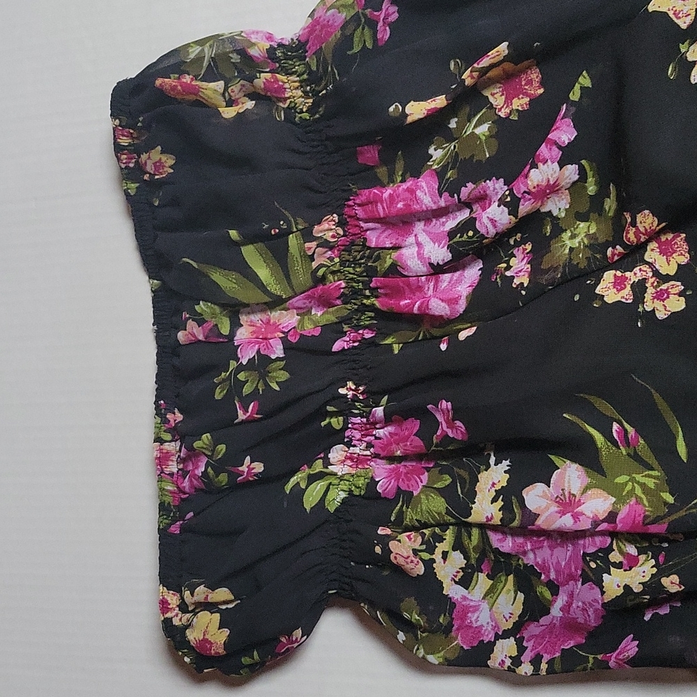 Floral Twisted Bust Tube Mini Dress